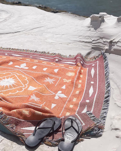 SUNSET RUSH - Blanket | 130 x 160 Boho Throw Rug