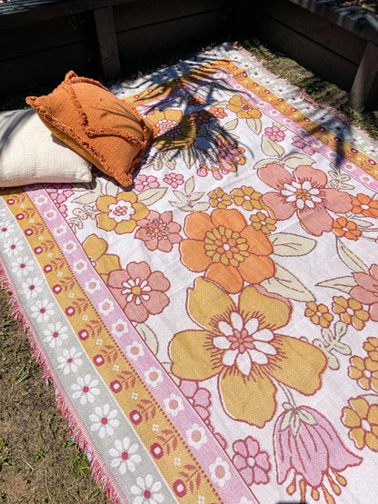 FLOWER CHILD - Extra Large Blanket 180 x 260 | Boho Throw Rug