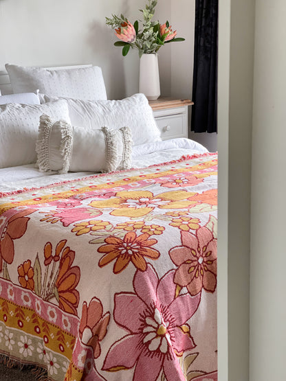 FLOWER CHILD - Extra Large Blanket 180 x 260 | Boho Throw Rug