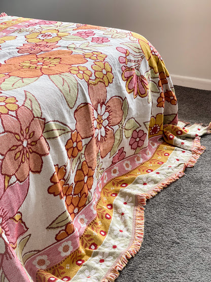 FLOWER CHILD - Extra Large Blanket 180 x 260 | Boho Throw Rug