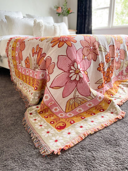FLOWER CHILD - Extra Large Blanket 180 x 260 | Boho Throw Rug