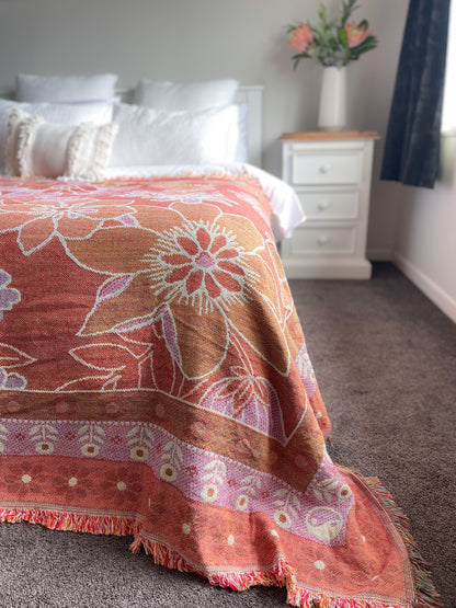 FLOWER CHILD - Extra Large Blanket 180 x 260 | Boho Throw Rug