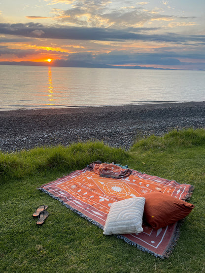 SUNSET RUSH V2 - Large Blanket | 160 x 200 Boho Throw Rug